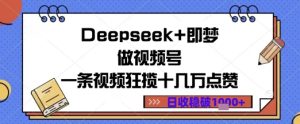 Deepseek+即梦做视频号一条视频狂揽十几万点赞日收益几张-网创资源