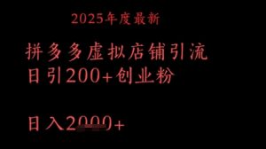 拼多多复制粘贴日引200+付费创业粉，月入1w最新教程-网创资源