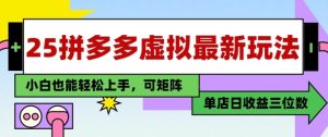 25最新拼多多虚拟电商，单店日入3位数，小白也能快速上手，保姆级教程-网创资源