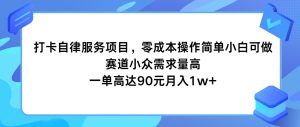打卡签到自我约束服务，零成本使用方便小白可做，跑道小众需求量大，一单达到90元月入1w-网创资源