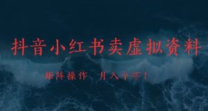 抖音小红书卖虚拟资料，市场需求一直存在，矩阵操作，月入1w+-网创资源