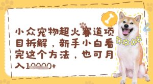 小众宠物超火赛道项目拆解，新手小白看完这个方法，也可月入过w-网创资源