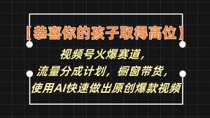 【恭贺您的孩子获得上位】微信视频号受欢迎跑道，分为方案橱窗展示卖货，应用AI迅速做原创短视频-网创资源