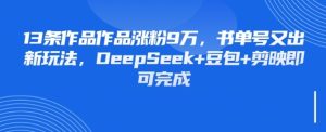 13条作品作品涨粉9W，书单号又出新玩法，DeepSeek+豆包+剪映即可完成-网创资源