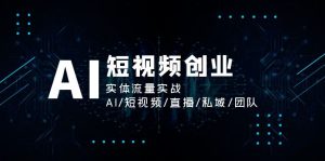 AI短视频创业，实体流量实战，AI/短视频/直播/私域/团队-网创资源