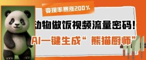 动物做饭视频流量密码！AI一键生成“熊猫厨师”，变现率暴涨200%-网创资源