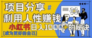 小红书日入1k+？揭秘人性洞察力，小白3分钟上手，点赞爆棚！-网创资源
