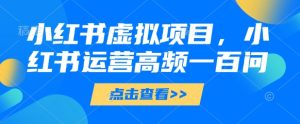 小红书虚拟项目，小红书运营高频一百问【文档】-网创资源