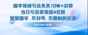 国学视频引流条条10W+点赞当日引流变现超4位数-网创资源