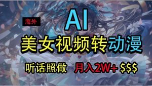 海外美女视频变动漫，月入2万+，无脑操作秘籍-网创资源