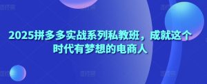 2025拼多多实战系列私教班，成就这个时代有梦想的电商人-网创资源