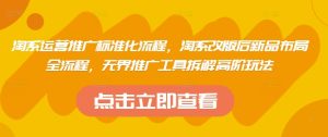 淘系运营推广标准化流程，​淘系改版后新品布局全流程，无界推广工具拆解高阶玩法-网创资源