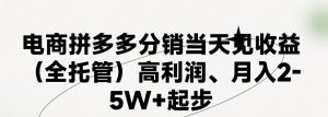 最新拼多多优质项目小白福利，两天销量过百单，不收费、老运营代操作-网创资源