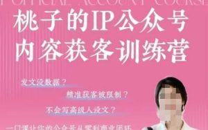 桃子IP公众号内容获客训练营(第3期)，一门让你公众号从0到商业闭环的课程-网创资源