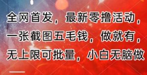 全网首发，最新零撸活动，一张截图五毛钱，做就有，无上限可批量，小白无脑做【流程+官方免费渠道】-网创资源