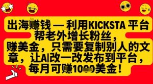 利用kicksta平台帮老外涨粉挣美金，每月收益1000美刀-网创资源