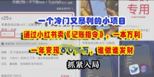 一个冷门需求，通过小红书卖《记账指令》，一本万利，谁做谁发，抓紧入局-网创资源