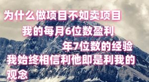 做项目不如卖项目，每月6位数盈利，年7位数经验-网创资源