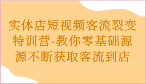 实体店短视频客流裂变特训营-教你零基础源源不断获取客流到店-网创资源