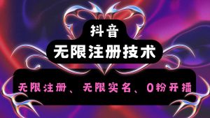 抖音无限实名技术2.0，一个身分证可以实名无数个抖音，几分钟一个自己看教程操作-网创资源
