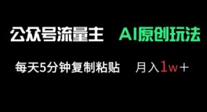 公众号流量主多赛道原创玩法，每天5分钟复制粘贴，月入1w+-网创资源