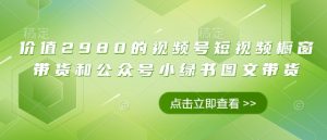 价值2980的视频号短视频橱窗带货和公众号小绿书图文带货-网创资源