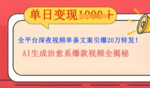 全平台深夜文案新风口：DeepSeek生成百万播放量金句，治愈系内容涨粉速度快4倍-网创资源