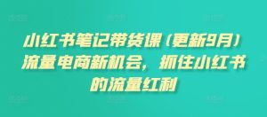 小红书笔记带货课(更新25年3月)流量电商新机会，抓住小红书的流量红利-网创资源