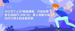 小红书个人IP陪跑课程，开启你职业生涯的PLAN-B，素人也能火成为百万博主的流量密码-网创资源