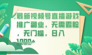最新视频号小游戏直播推广，超冷门，不露脸，零门槛，新手小白也能日入数张-网创资源