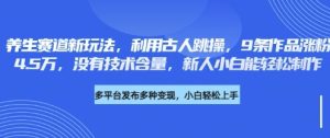 养生赛道新玩法，利用古人跳操，9条作品涨粉4.5W，没有技术含量，新人小白能轻松制作-网创资源