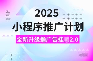 2025小程序推广计划，撸广告挂JI3.0玩法，日均5张【揭秘】-网创资源