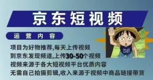 京东短视频带货课，无需自己拍摄剪辑，保姆式教学，两天快速上手-网创资源