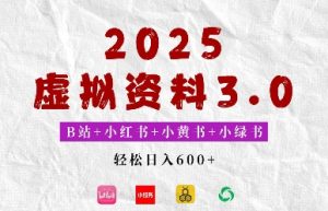 2025年B站+小红书+小黄书+小绿书组合新玩法，虚拟资料3.0打法，轻松日入多张-网创资源