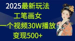2025最新玩法，工笔画美女，一个视频30万播放变现500+-网创资源