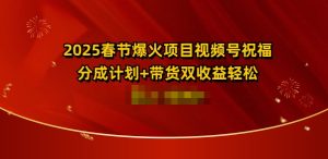 2025春节爆火项目视频号祝福，分成计划+带货双收益，轻松日入多张-网创资源