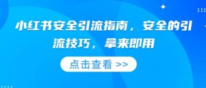 小红书安全引流指南，安全的引流技巧，拿来即用-网创资源