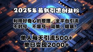 2025年最新引流创业粉，利用好奇心的原理，全平台引流，不封号、不废号，简单、粗暴-网创资源