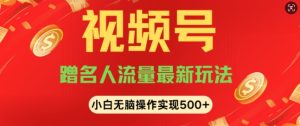 视频号名人讲座玩法，冷门蓝海项目，轻松上手日收入可达5张-网创资源