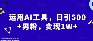 运用AI工具，日引500+男粉，变现1W+-网创资源