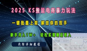 2025快手搬运电商暴力玩法， 一键批量上架，解放你的双手，新手月入1w +轻松实现睡后收入-网创资源