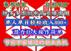 春节将至，拼多多虚拟电商火爆出圈，潜力巨大操作简单，单人单日轻松收入多张【揭秘】-网创资源