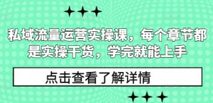 私域流量运营实操课，每个章节都是实操干货，学完就能上手-网创资源