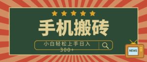 手机搬砖项目，操作简单好上手，小白轻松日入3张-网创资源