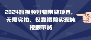 2024短视频好物带货项目，无需实拍，仅靠混剪实现纯视频带货-网创资源