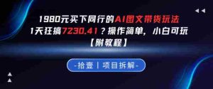 1980买下同行的AI图文带货玩法，1天搞了7230.41？操作简单，小白可玩【附教程】-网创资源