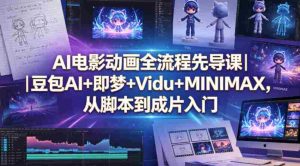AI电影动画全流程先导课｜豆包AI+即梦+Vidu+MINIMAX，从脚本到成片入门-网创资源