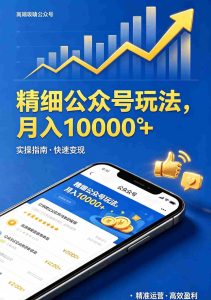（18283期）精细公众号玩法，月入10000+，实操指南，快速变现-网创资源