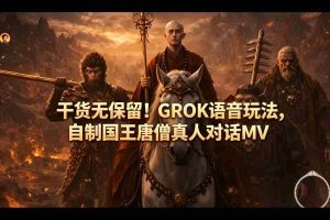 干货无保留！GROK语音玩法，自制国王唐僧真人对话MV-网创资源
