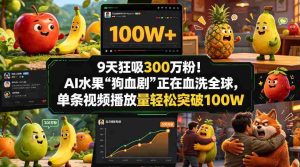 9天狂吸300w粉！AI水果“狗血剧”正在血洗全球，单条视频播放量轻松突破100W-网创资源